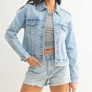 Just USA Chloe Relaxed Light Blue Denim Jacket
